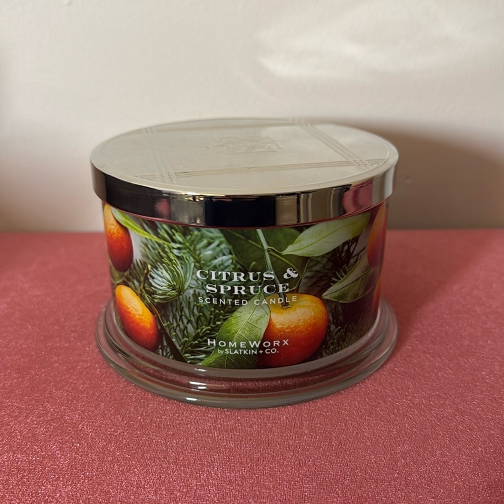 HomeWorx by Slatkin Citrus & Spruce 18oz 4 Wick Candle | NWT‎